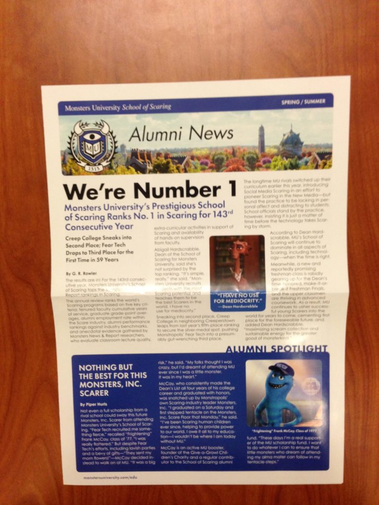 Monsters-University-Alumni-Newsletter-Spring-Summer-Press-Front