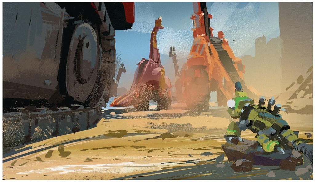 Concept art: Revvit the Reptool and the Dinotrux. (c) DreamWorks Animation