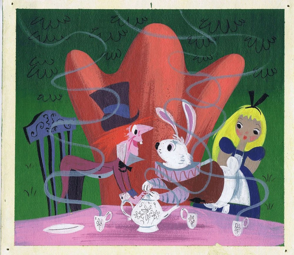 Mary Blair's concept art for Alice in Wonderland (1951). (c) Disney, Mary Blair.