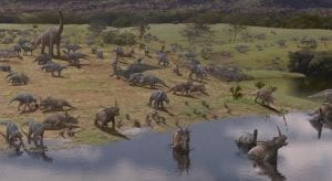 dinosaur-crossing-a-river