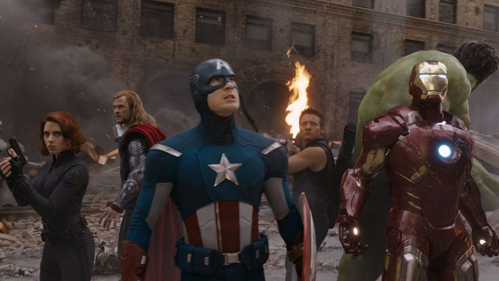 Avengers fighting in Manhattan