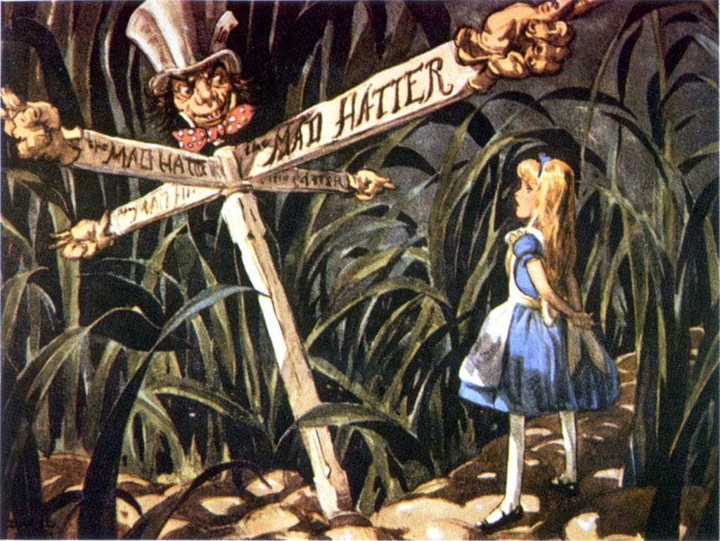 Concept art for 1939 Alice in Wonderland. (c) Disney, David S. Hall.