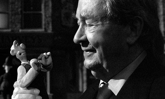 Peter Sallis with Wallace. He first voiced the character in A Grand Day Out. Photograph: Aardman Animations/PA